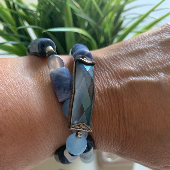 Silpada blue glass and bead stretch bracelet - Picture 1 of 5